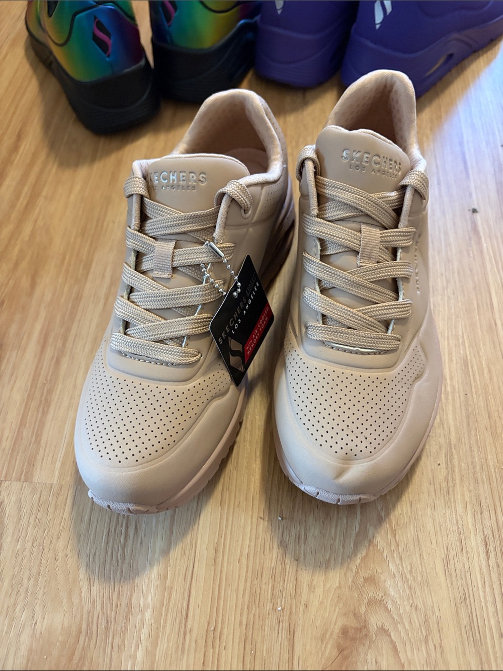 Skechers women’s Light Beige Casual Lace-Up Sneakers